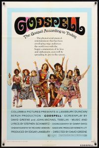 8p313 GODSPELL 1sh '73 David Greene classic religious musical, great cast portrait!