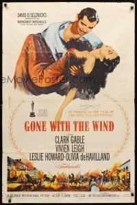 8p317 GONE WITH THE WIND 1sh R61 Clark Gable, Vivien Leigh, Olivia de Havilland, all-time classic!