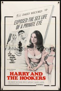 8p347 HARRY & THE HOOKERS 1sh '75 exposed, the sex life of a private eye, sexy art!