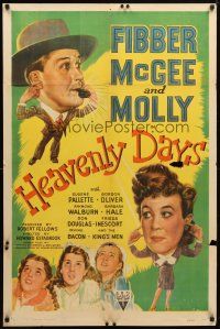 8p351 HEAVENLY DAYS style A 1sh '44 artwork of your top radio comics Fibber McGee & Molly!