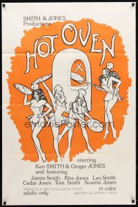 8p377 HOT OVEN 1sh '74 artwork of sexy girls making pizza wearing only aprons!