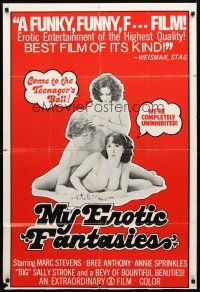 8p524 MY EROTIC FANTASIES 1sh '76 sexy Big Sally Stroke & a bevy of bountiful beauties!