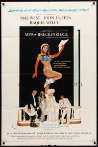 8p530 MYRA BRECKINRIDGE int'l 1sh '70 John Huston, Mae West & Raquel Welch in patriotic outfit!