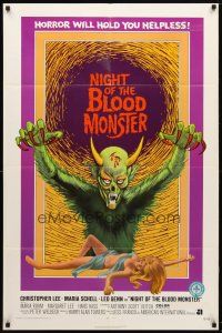 8p558 NIGHT OF THE BLOOD MONSTER 1sh '72 Jess Franco, art of wacky beast & half-dressed sexy girl!