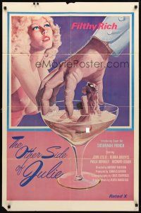 8p599 OTHER SIDE OF JULIE 1sh '78 sexy naked Suzannah French in champagne glass, filthy rich!