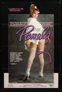 8p606 PASSAGE THRU PAMELA video/theatrical 1sh '85 transsexual sexploitation, looks are deceiving!