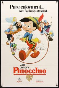 8p621 PINOCCHIO 1sh R84 Disney classic fantasy cartoon about a wooden boy who wants to be real!