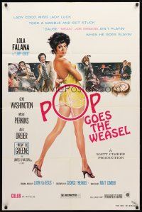 8p636 POP GOES THE WEASEL 1sh '75 Lady Cocoa, Lola Falana, cool action artwork!