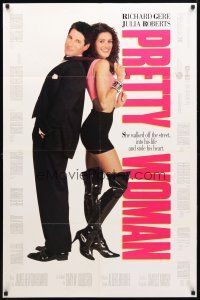 8p640 PRETTY WOMAN DS 1sh '90 sexiest prostitute Julia Roberts loves wealthy Richard Gere!