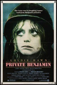 8p644 PRIVATE BENJAMIN 1sh '80 funny image of depressed soldier Goldie Hawn!
