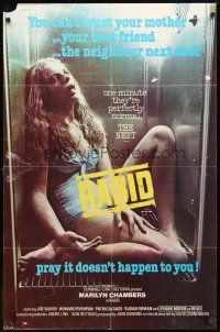 8p655 RABID int'l 1sh '77 gruesome image of girl dead in refrigerator, David Cronenberg directed!