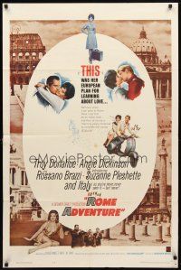 8p680 ROME ADVENTURE 1sh '62 Troy Donahue & Angie Dickinson in romantic close ups in Italy!