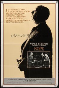8p685 ROPE 1sh R83 James Stewart, profile image of director Alfred Hitchcock!