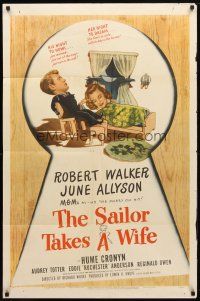 8p692 SAILOR TAKES A WIFE 1sh '45 Robert Walker & June Allyson are newlyweds, Hume Cronyn