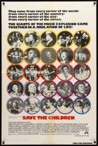 8p696 SAVE THE CHILDREN 1sh '73 Jackson 5, Roberta Flack, Marvin Gaye, plus other greats!