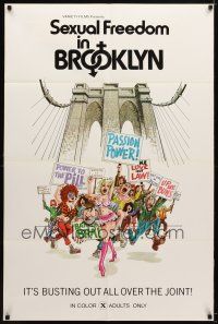8p708 SEXUAL FREEDOM IN BROOKLYN 1sh '71 great artwork, it's busting out all over the joint!