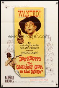 8p710 SHAKIEST GUN IN THE WEST 1sh '68 Barbara Rhoades with rifle, Don Knotts on wanted poster!