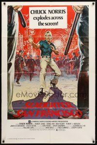 8p729 SLAUGHTER IN SAN FRANCISCO 1sh '81 Wei Lo, awesome artwork of surrounded Chuck Norris!