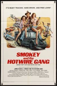 8p733 SMOKEY & THE HOTWIRE GANG 1sh '79 art of James Keach w/sexy girls, GTA was never like this!