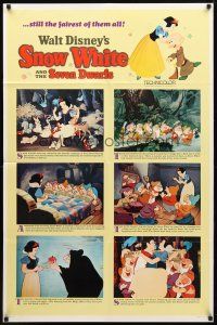 8p739 SNOW WHITE & THE SEVEN DWARFS style B 1sh R67 Disney cartoon classic, different images!
