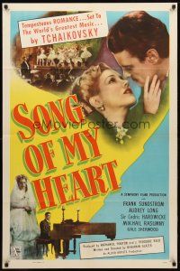 8p745 SONG OF MY HEART 1sh '48 romantic biography of Russian composer Tchaikovsky!