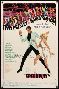 8p751 SPEEDWAY 1sh '68 art of Elvis Presley dancing with sexy Nancy Sinatra in boots!