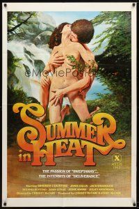 8p790 SUMMER IN HEAT 1sh '79 super sexy artwork image of naked man and woman in throes of ecstasy!