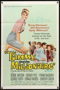 8p808 TAMMY & THE MILLIONAIRE 1sh '67 sexy Debbie Watson learns facts of love, from the TV show!