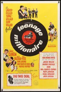 8p817 TEENAGE MILLIONAIRE 1sh '61 Jimmy Clanton, free record for every teenager who buys a ticket!