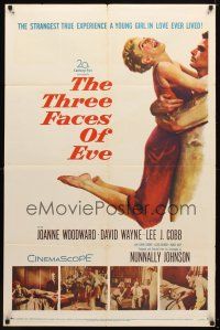 8p841 THREE FACES OF EVE 1sh '57 David Wayne, Joanne Woodward has multiple personalities!