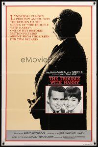8p883 TROUBLE WITH HARRY 1sh R83 profile of Alfred Hitchcock, Edmund Gwenn, Shirley MacLaine!