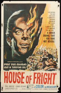 8p896 TWO FACES OF DR. JEKYLL 1sh '61 Jekyll's Inferno, cool burning face art by Reynold Brown!
