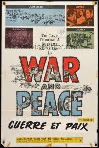 8p935 WAR & PEACE 1sh R63 art of Audrey Hepburn, Henry Fonda & Mel Ferrer, Leo Tolstoy epic!