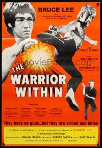 8p939 WARRIOR WITHIN 1sh '76 action images of Chuck Norris & Bruce Lee!