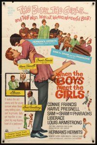 8p954 WHEN THE BOYS MEET THE GIRLS 1sh '65 Connie Francis, Liberace, Herman's Hermits!