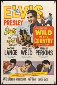 8p963 WILD IN THE COUNTRY 1sh '61 Elvis Presley sings of love to Tuesday Weld, rock & roll!