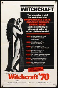 8p969 WITCHCRAFT '70 1sh '70 Italian horror, image of sexy nearly-naked girl kissing skull!