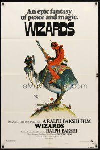 8p975 WIZARDS style A 1sh '77 Ralph Bakshi directed animation, cool fantasy art by William Stout!
