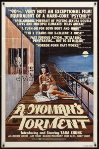 8p978 WOMAN'S TORMENT 1sh '77 lesbian sex horror thriller, art of nearly nude Tara Chung!