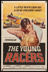 8p993 YOUNG RACERS 1sh '63 a little death each day, a lot of love every night, cool art!
