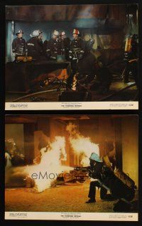 8r976 TOWERING INFERNO 2 color 11x14 stills '74 Fire Chief Steve McQueen & firefighters!