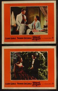 8r752 BAND OF ANGELS 2 LCs '57 cool images of Clark Gable & beautiful mistress Yvonne De Carlo!