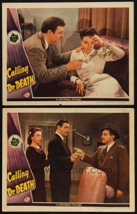 8r773 CALLING DR. DEATH 2 LCs '43 Lon Chaney Jr. & pretty Patricia Morrison!