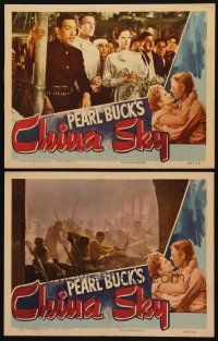 8r782 CHINA SKY 2 LCs '45 Randolph Scott, Ruth Warrick, from the story by Pearl S. Buck!