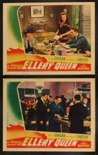 8r803 DESPERATE CHANCE FOR ELLERY QUEEN 2 LCs '42 William Gargan, Lindsay, roulette gambling scene!