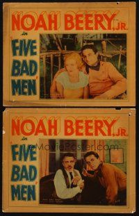 8r813 FIVE BAD MEN 2 LCs '35 cowboy Noah Beery Jr. c/u with pretty Sally Darling & old guy!