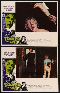 8r831 HORROR ON SNAPE ISLAND 2 LCs '72 a night of pleasure becomes a night of terror, Tower of Evil!