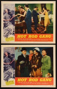 8r833 HOT ROD GANG 2 LCs '58 fast cars, crazy kids, border art of teens in dragsters & dancing girl!