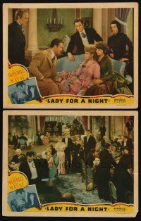 8r856 LADY FOR A NIGHT 2 LCs '41 great images of John Wayne & sexy Joan Blondell!