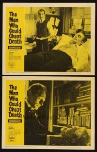 8r866 MAN WHO COULD CHEAT DEATH 2 LCs '59 Hammer horror, images of Anton Diffring in the title role!